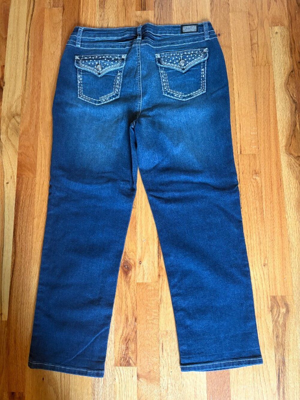 Y2K Earl Jeans Straight Leg Embellished Pocket McBling Vintage Stretch Size 14